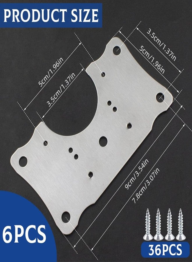 Serplex® 6Pcs Stainless Steel Hinge Plates, Cabinet Door Hinge Repair Kit with Screws- 6Pcs Metal Mounting Plate Kit Hinge Repair Plates - Image 2